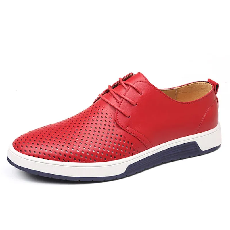 Summer Breathable Men Casual Leather Shoes Casual Shoes To Wear With Suits