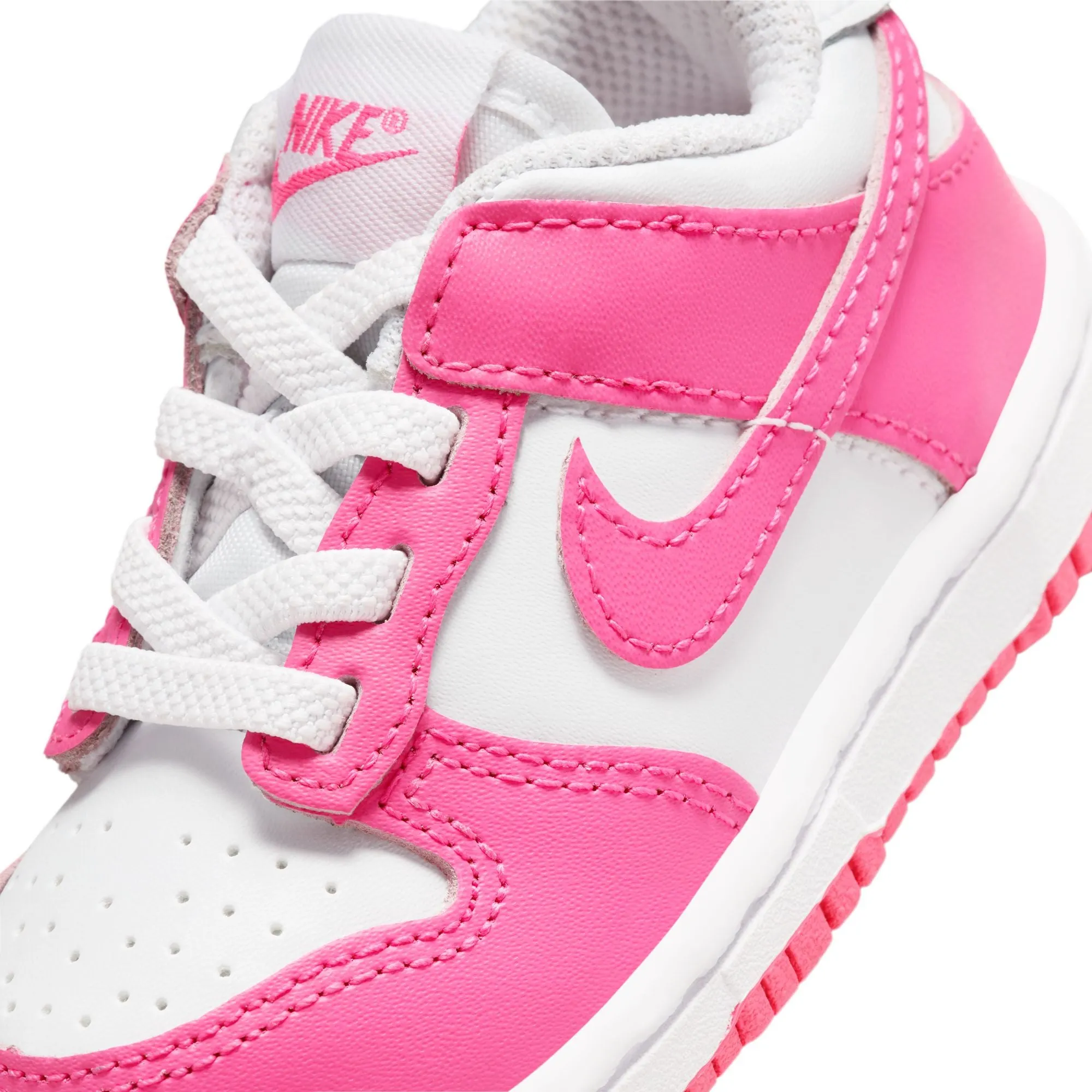 Asics Without Lace Shoes KIDS NIKE DUNK LOW TD (WHITE/LASER FUCHSIA)