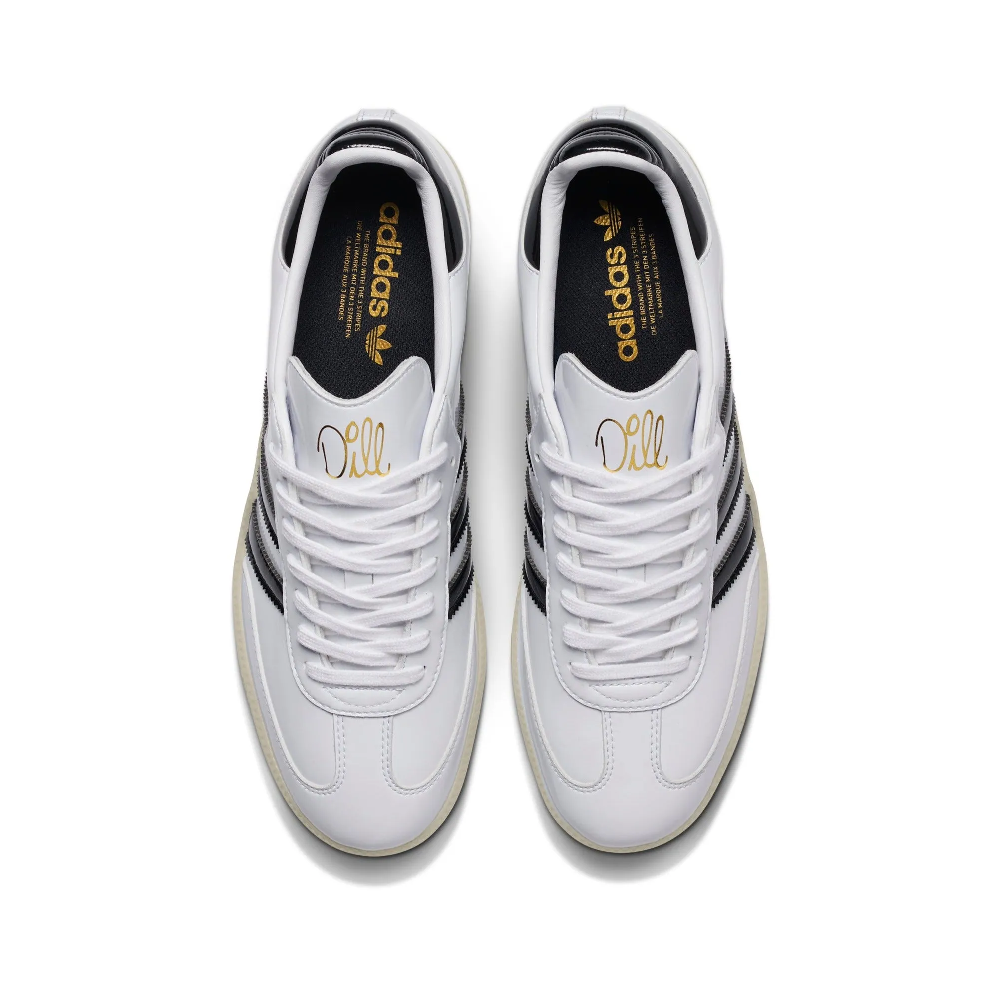 ADIDAS DILL SAMBA PATENT WHITE / BLACK Adidas Badminton Shoes