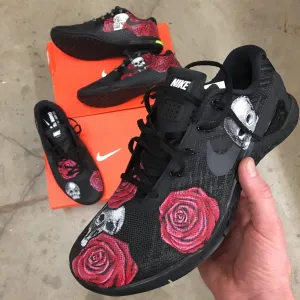 Custom Hand Painted Skull & Rose Nike Metcon Crossfit Shoe Taylor Fritz Asics Shoes