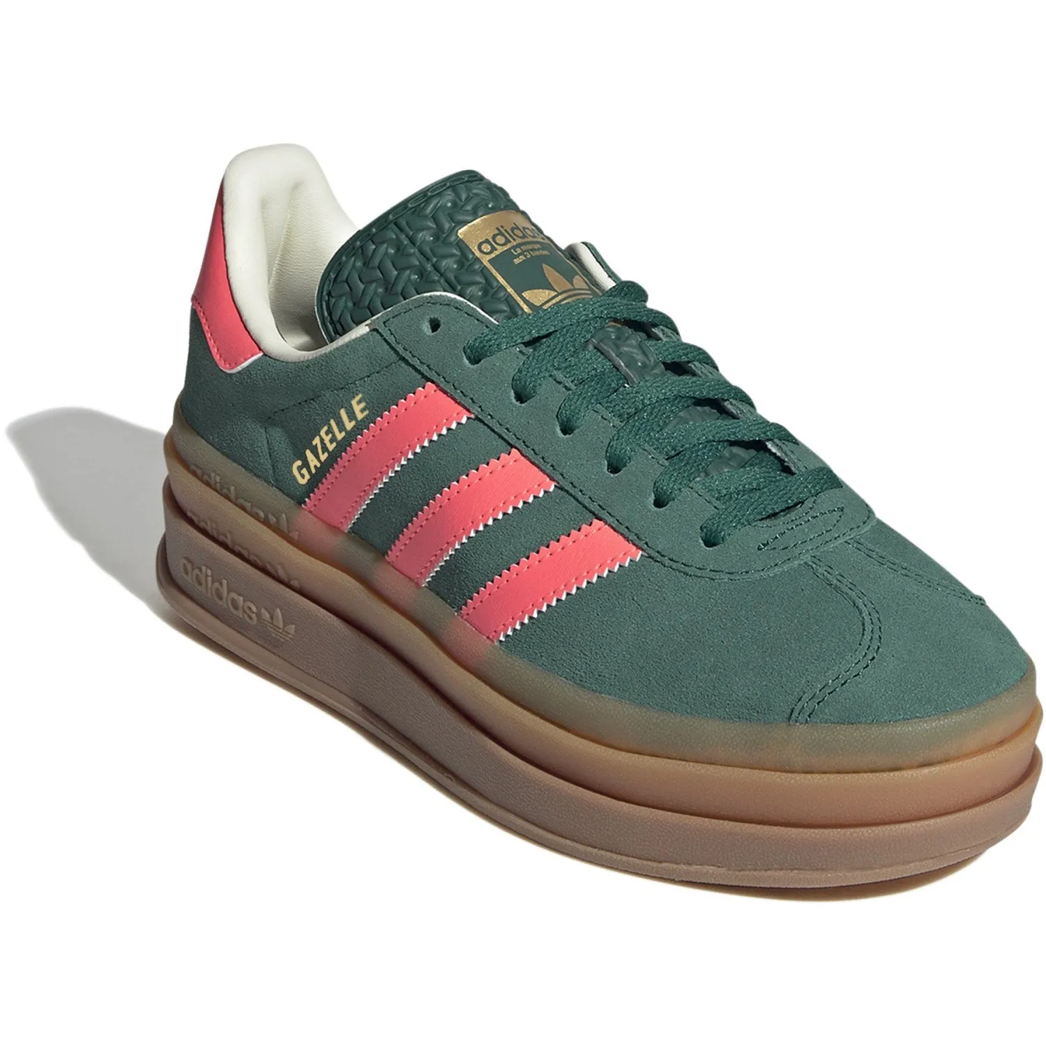 adidas Originals Collegiate Green/Signal Coral/Cream White Gazelle Bold J Sneakers Flower Print Adidas Shoes
