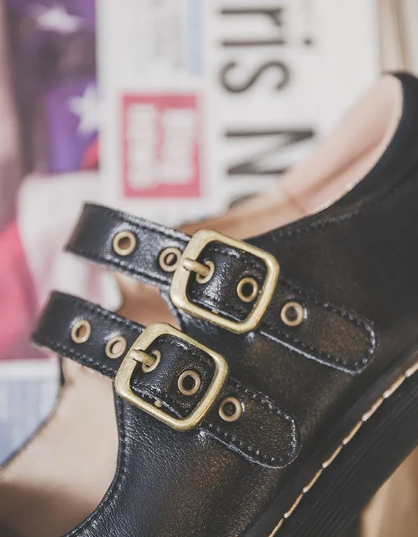 Front Double Buckle Vintage Mary Jane Shoes Cocktail Dress With Shoes