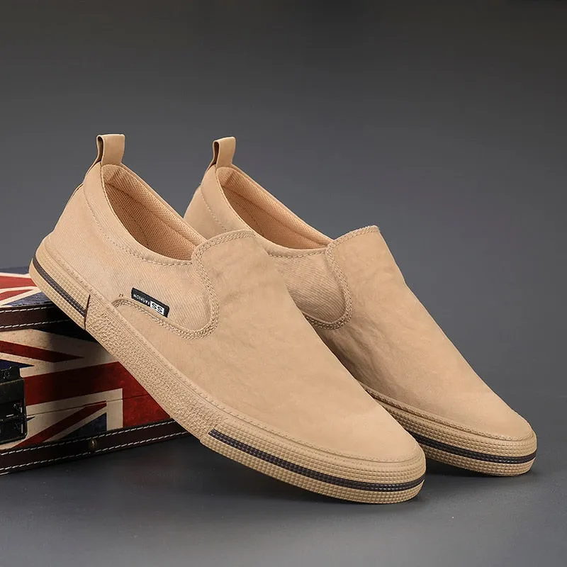 Yeknu Men Breathable Canvas Casual Shoes slip on Student Loafers Shoes Recreational summer moccasins Fashion Flat Sneakers Footwear Style Of Flat Shoes