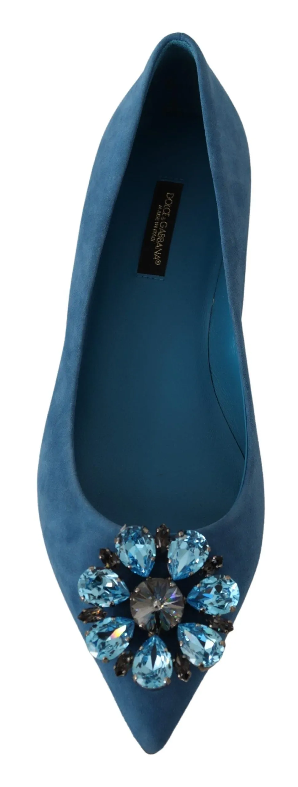 Dolce & Gabbana Elegant Crystal-Embellished Suede Flats Flat Canvas Slip On Shoes