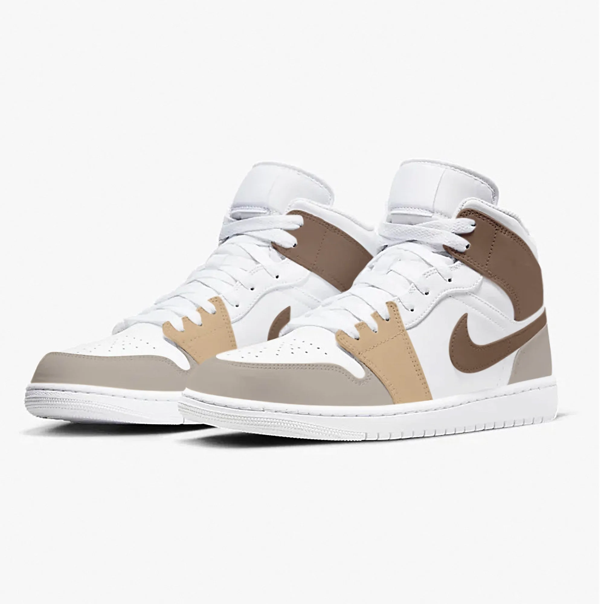 Taupe & Light beige AJ1 Mid Shoes Similar To Asics Ds Trainer