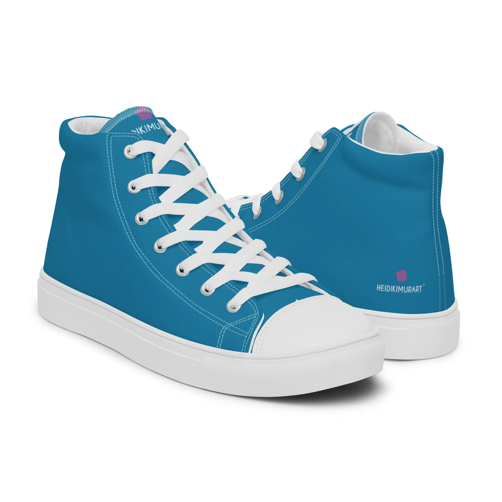 Thousand Mile Boots Teal Blue Men's High Tops, Solid Color Best Mens high top canvas shoes