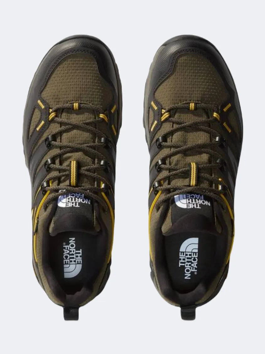 The North Face Hedgehog Goretex Men Hiking Shoes Taupe Green/Black Leather Hiking Shoes
