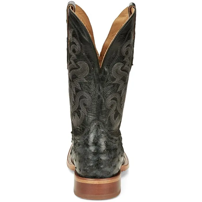 Otk Boots Tony Lama Moore 11" Grey Blackened Blue Goat Full Quill Ostrich Wide Square Toe Boot
