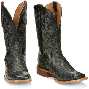 Tony Lama Moore 11" Grey Blackened Blue Goat Full Quill Ostrich Wide Square Toe Boot Customisable Boots