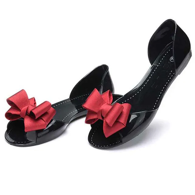 Women Flat Sandals Beach Jelly Shoes Woman Flat Faced Trigger Shoe