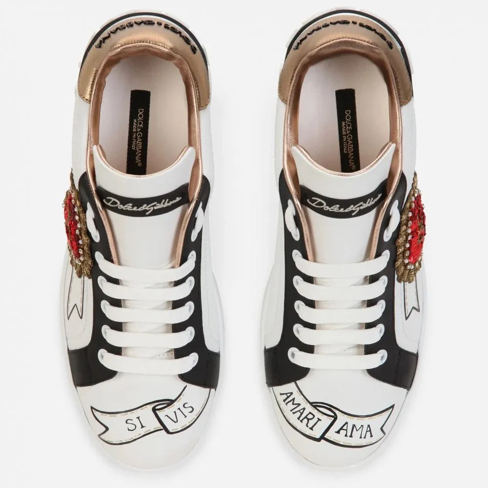 Flat Sneakers Dolce & Gabbana Portofino Print With Embroidery Sneakers