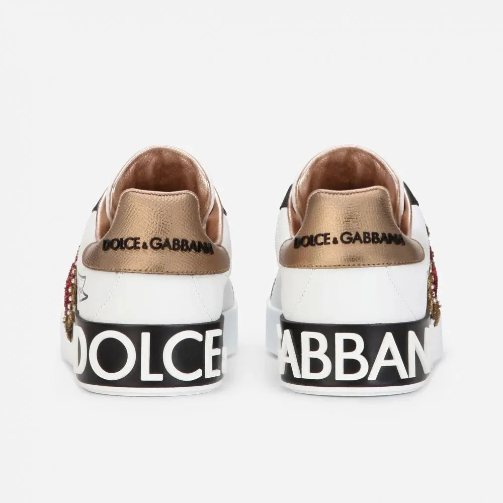 Dolce & Gabbana Portofino Print With Embroidery Sneakers Step In Sneakers