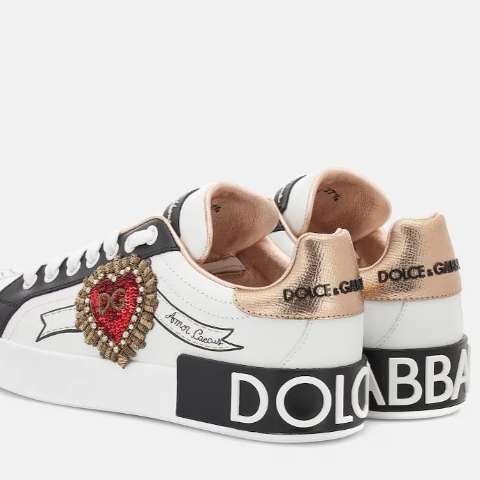 Dolce & Gabbana Portofino Print With Embroidery Sneakers Suit And White Sneakers