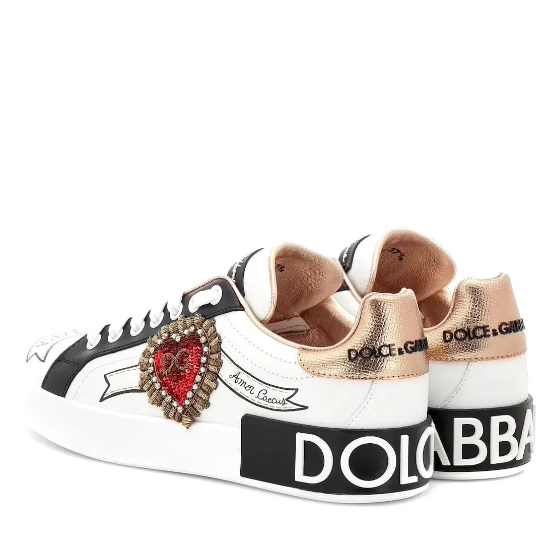 Dolce & Gabbana Portofino Print With Embroidery Sneakers Spanx High Heel Sneakers