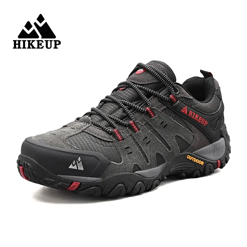 HIKEUP Men's Hiking Shoes Suede Leather Outdoor Shoes Wear-resistant Men Trekking Walking Hunting Tactical Sneakers X Ultra Pioneer Waterproof Hiking Shoes