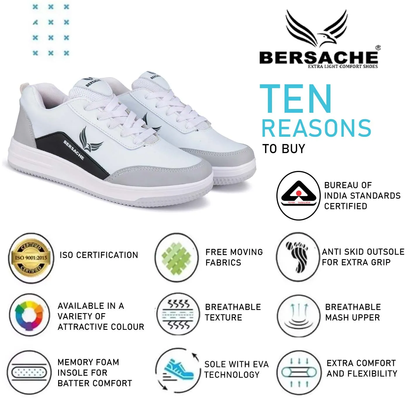 Bersache Premium Sports ,Gym, trending Stylish Running shoes for men (9114-Black) Socks Hiking Shoes