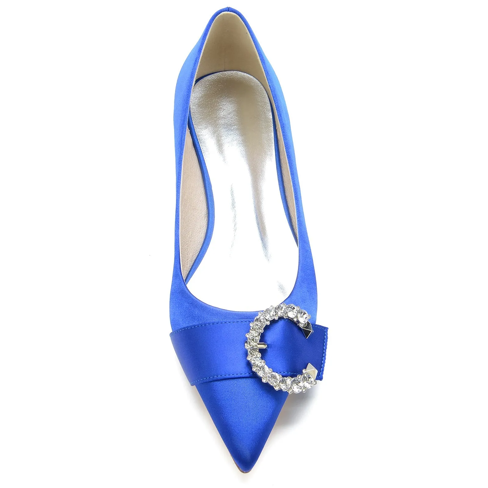 Best Shoes Flat Footed People Women's Silk Satin With Closed Toe Rhinestone Flat Heel Party Shoes