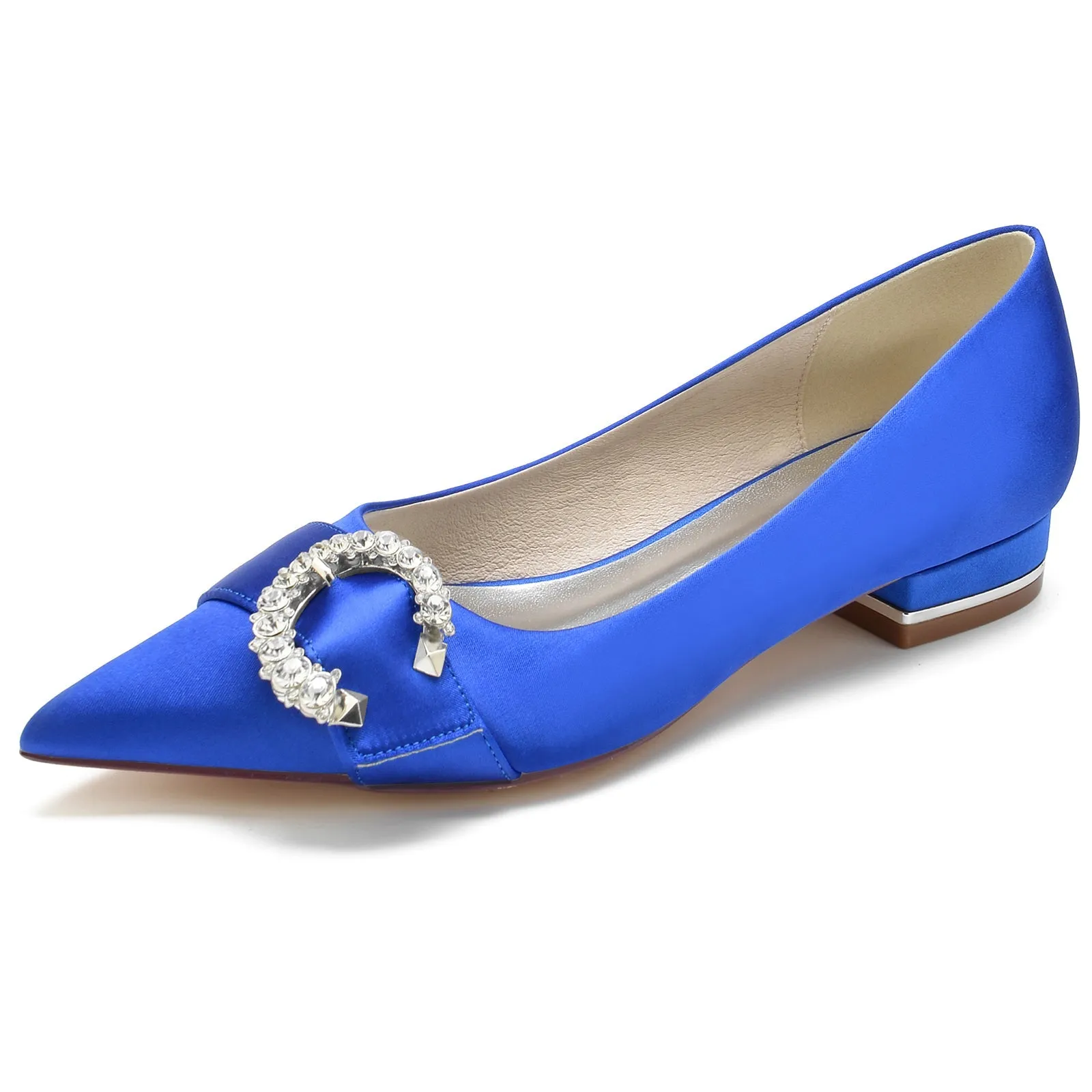 Women's Silk Satin With Closed Toe Rhinestone Flat Heel Party Shoes Flat Shoes With Straps