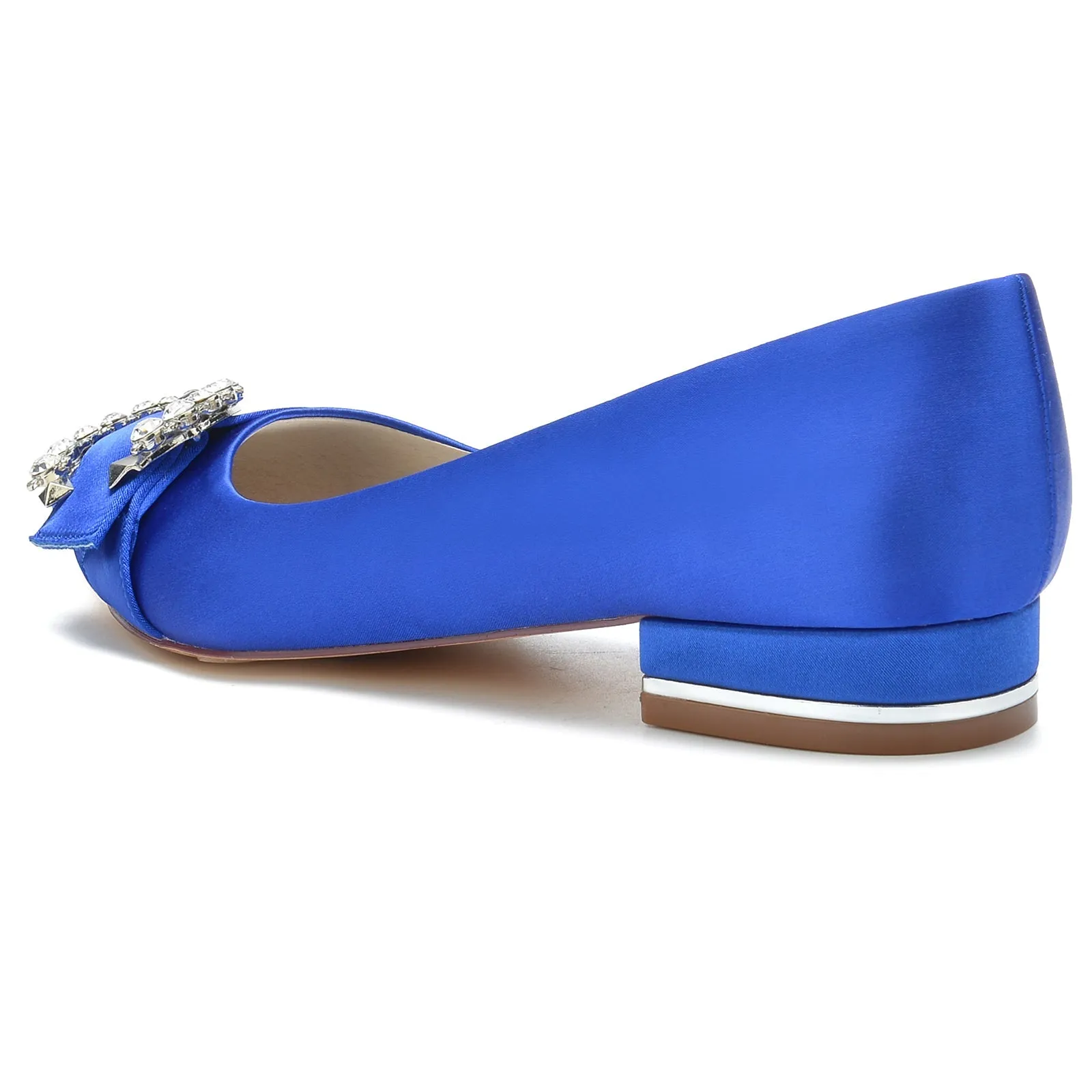 Transparent Flat Shoes Women's Silk Satin With Closed Toe Rhinestone Flat Heel Party Shoes