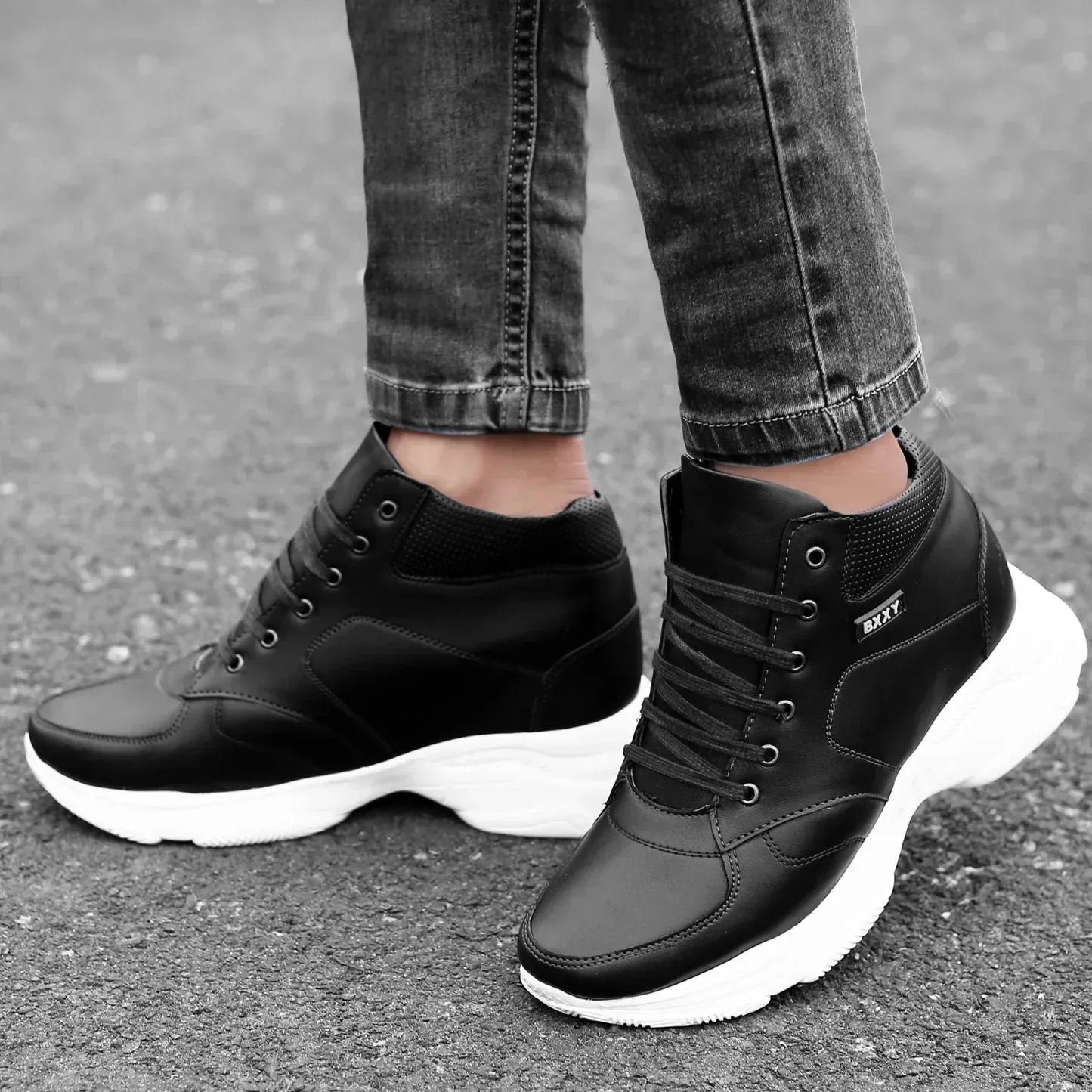 Men's 3 Inch Hidden Height Increasing Stylish Lace-up Boots Puma Karmen Rebelle Platform Casual Shoes