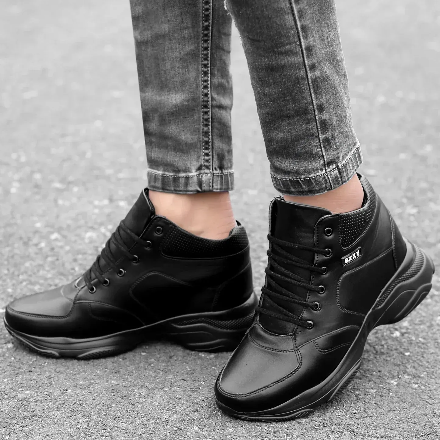 Men's 3 Inch Hidden Height Increasing Stylish Lace-up Boots Cameron Moc Toe Casual Oxford Shoes