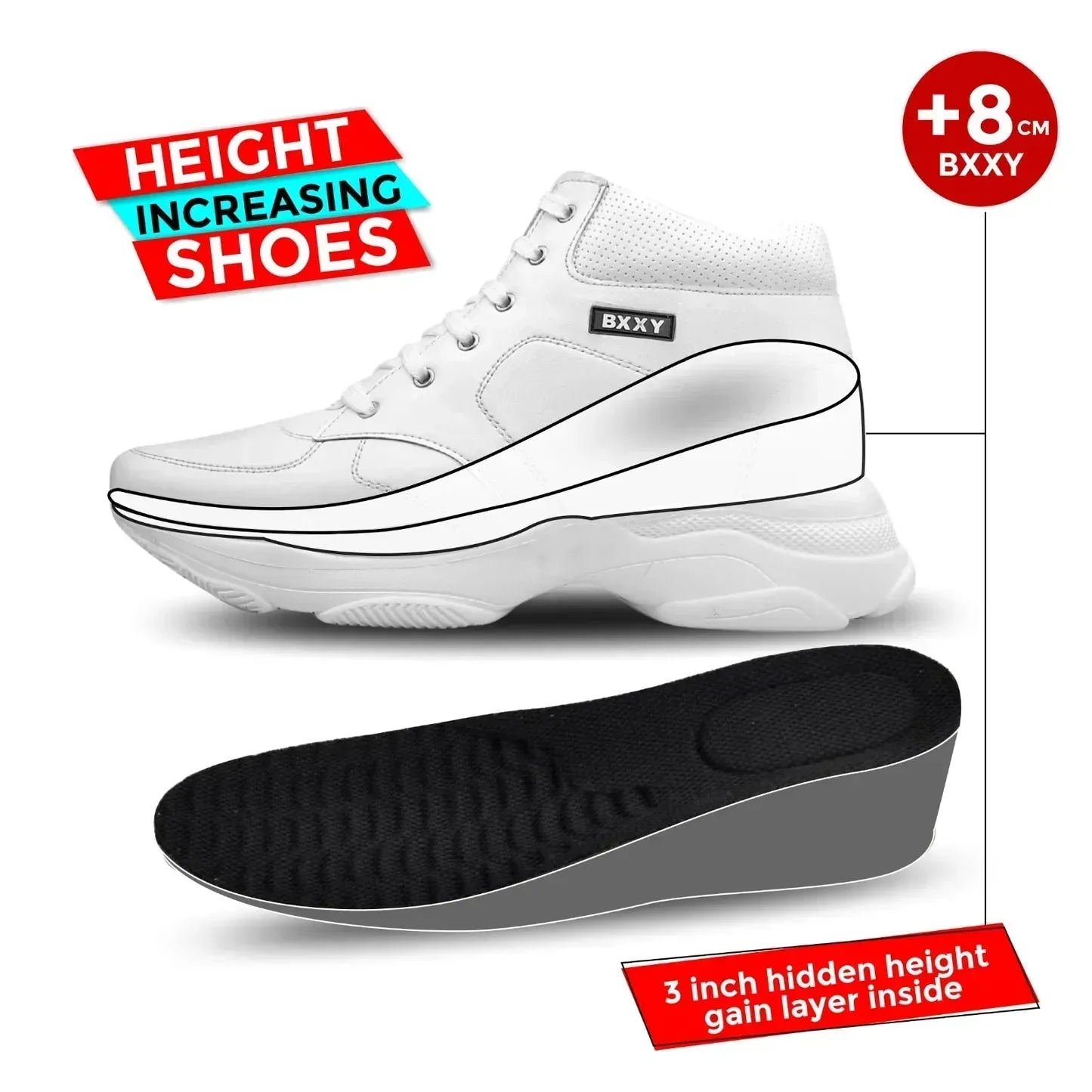 Men's 3 Inch Hidden Height Increasing Stylish Lace-up Boots Slip On Casual Dress Shoes