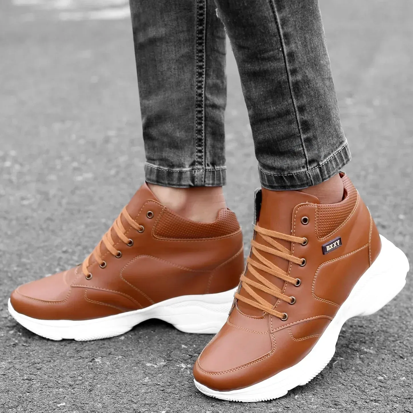 Men's 3 Inch Hidden Height Increasing Stylish Lace-up Boots Men's Midtown Rambler Boot Casual Shoe