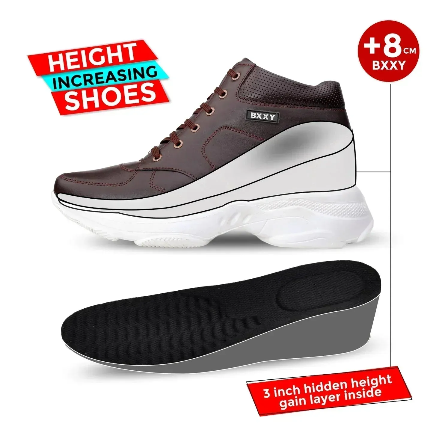 Men's 3 Inch Hidden Height Increasing Stylish Lace-up Boots Casual Slip On Shoes Australia