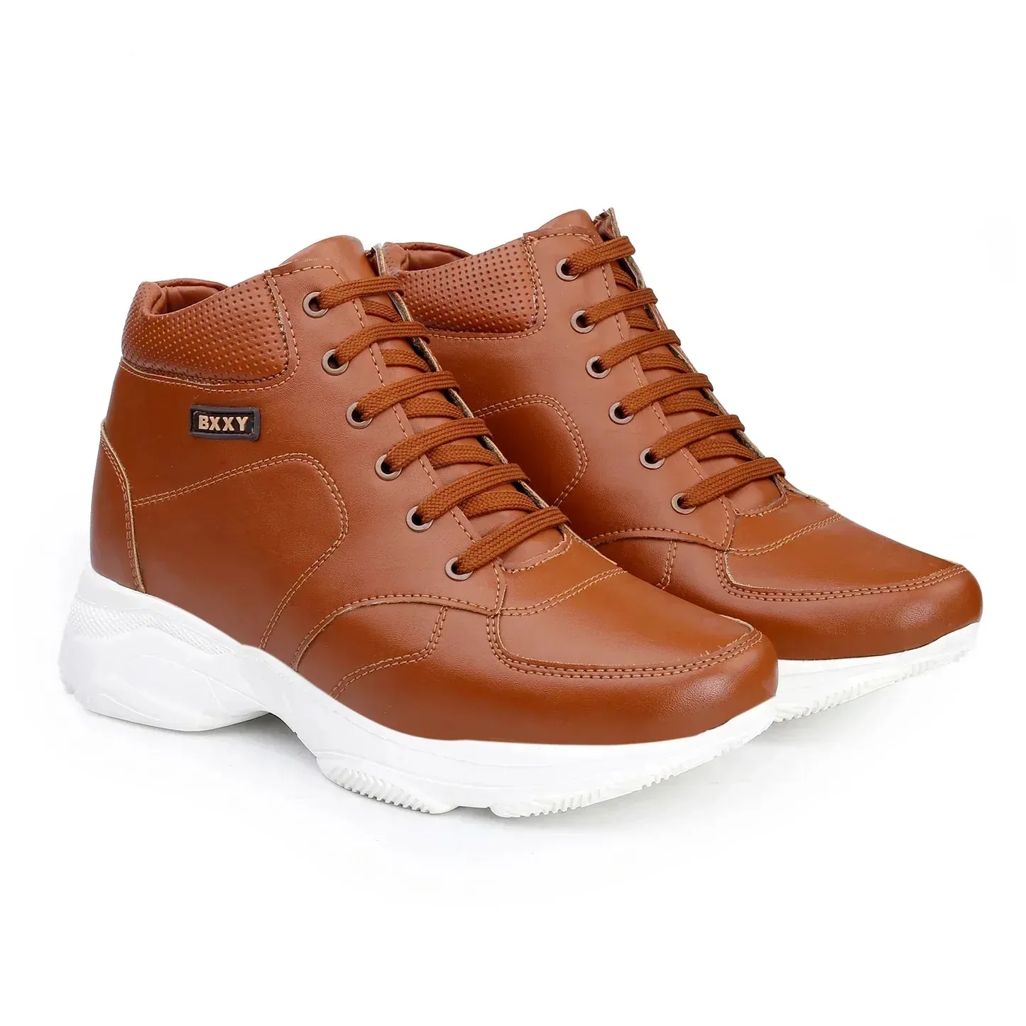 Casual Club Shoes Men's 3 Inch Hidden Height Increasing Stylish Lace-up Boots