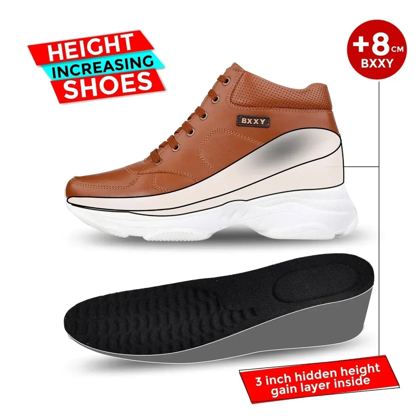 Best Shoes For Casual Outfits Men's 3 Inch Hidden Height Increasing Stylish Lace-up Boots