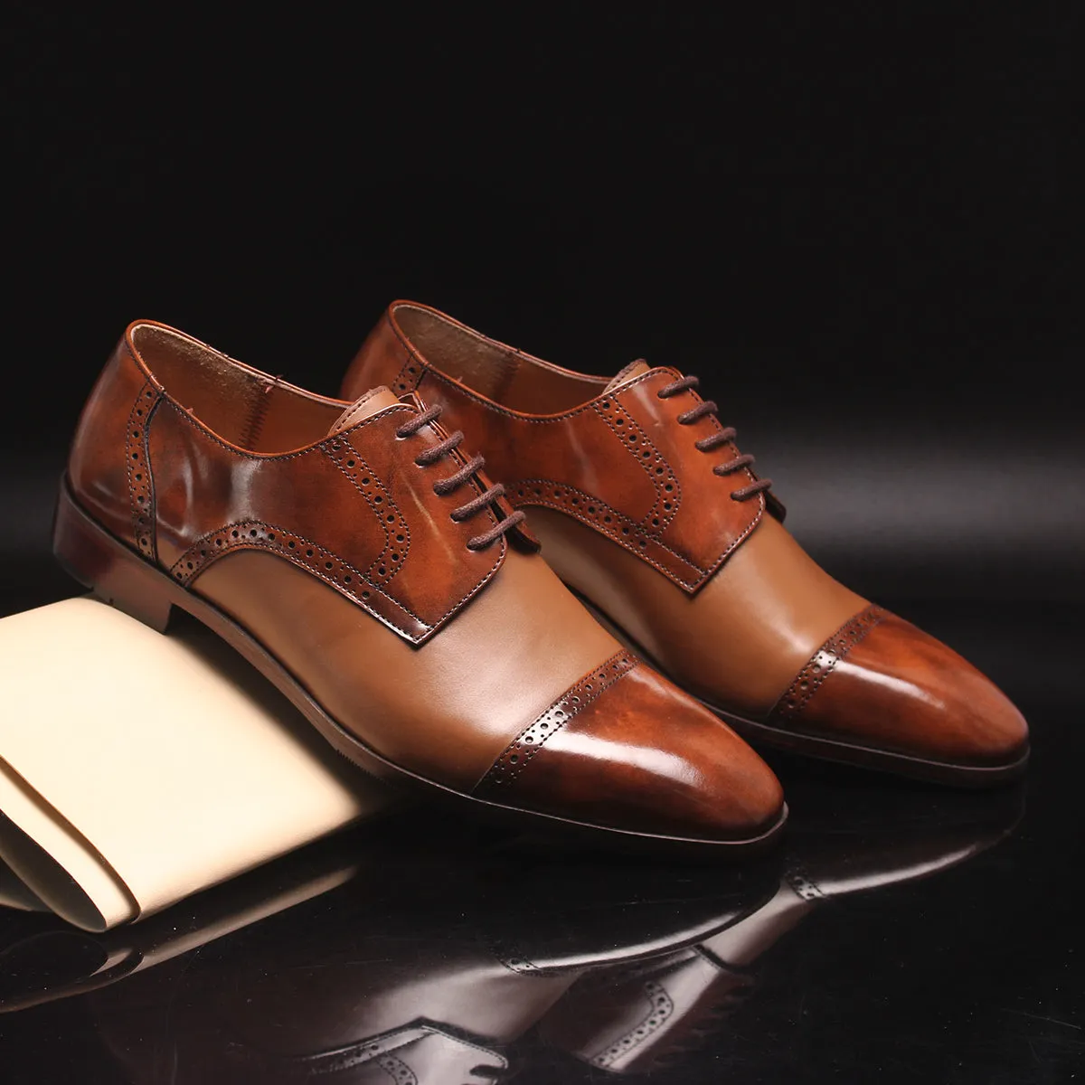 Flat Shoes With A Bow Mens "AUBREY" Formal Oxford Shoes