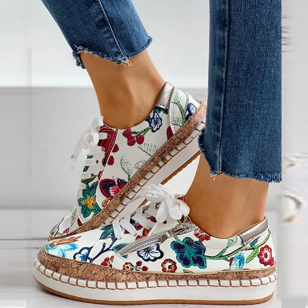 Amellie | Gaia Floral Pattern Sneakers For Women Stinky Sneakers Baking Soda