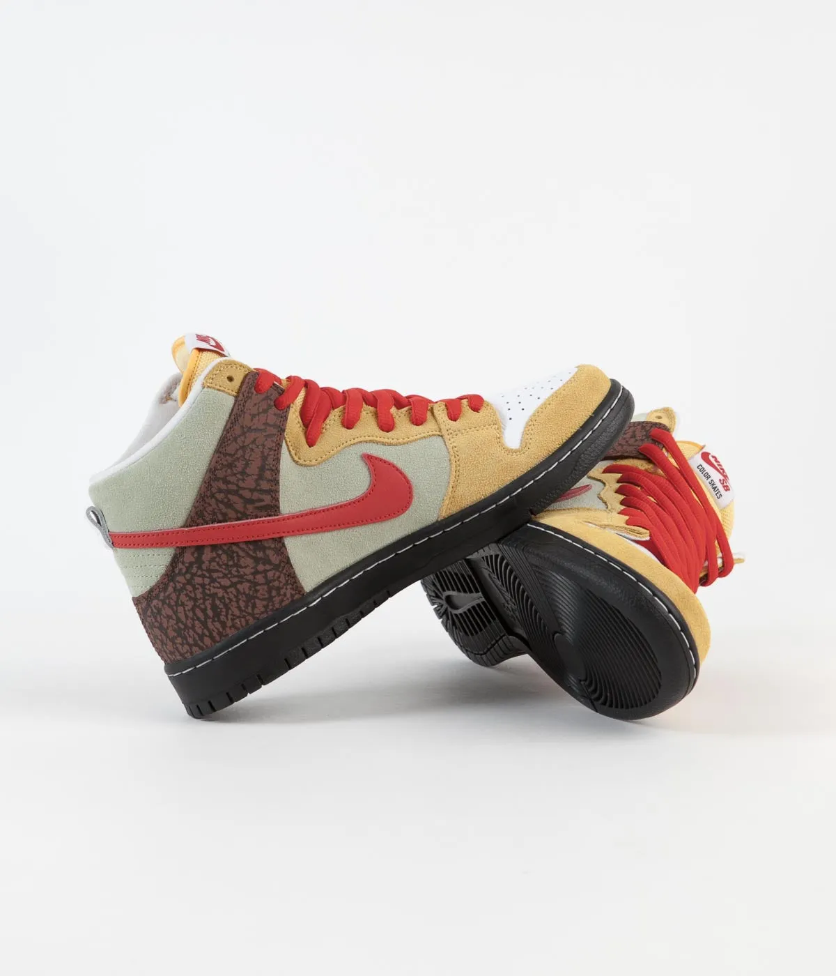 Nike SB Dunk High Pro 'Kebab and Destroy' Shoes - Topaz Gold / Chile Red - Fauna Brown - White - Black - Celadon Asics Gel-1130 Athletic Shoe
