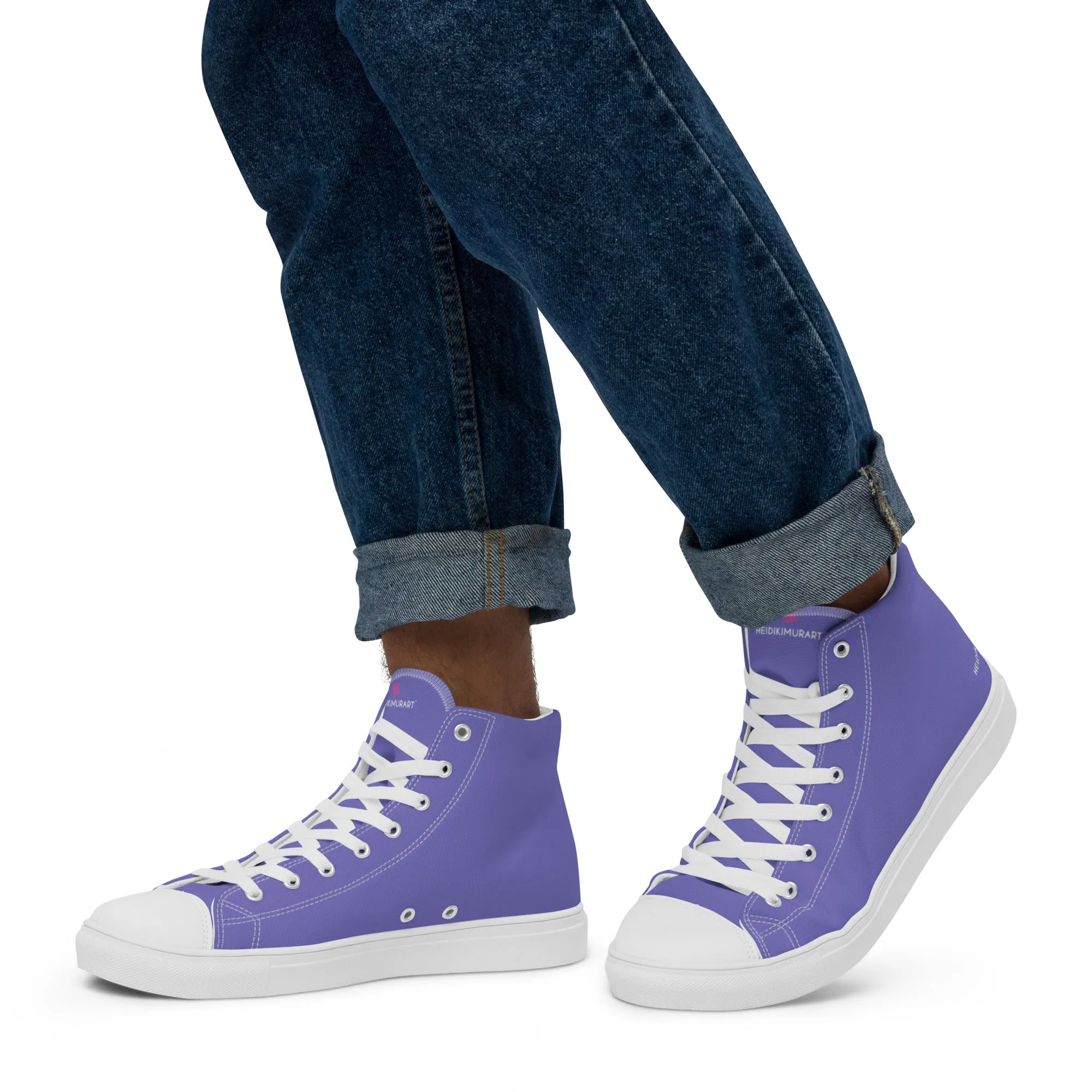 Lowes Rubber Boots Pastel Purple Men's Sneakers, Modern Minimalist Designer Men's High Top Tennis Shoes  (US Size: 5-13)