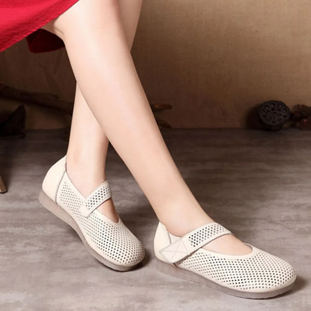 Velcro Retro Women Summer Retro Flat Shoes Flat Shoes Designs