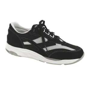 Women's Tour Mesh Lace Up Sneaker Black Silver Trail Stability Shoes