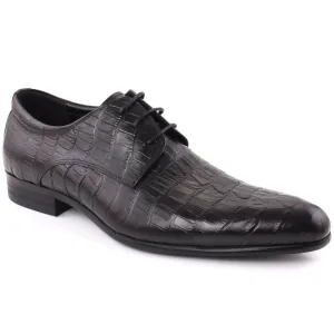 Men RAUL Closed Lace Textured Round Toe Formal Leather Shoes Flat Shoes Made From Recycled Plastic