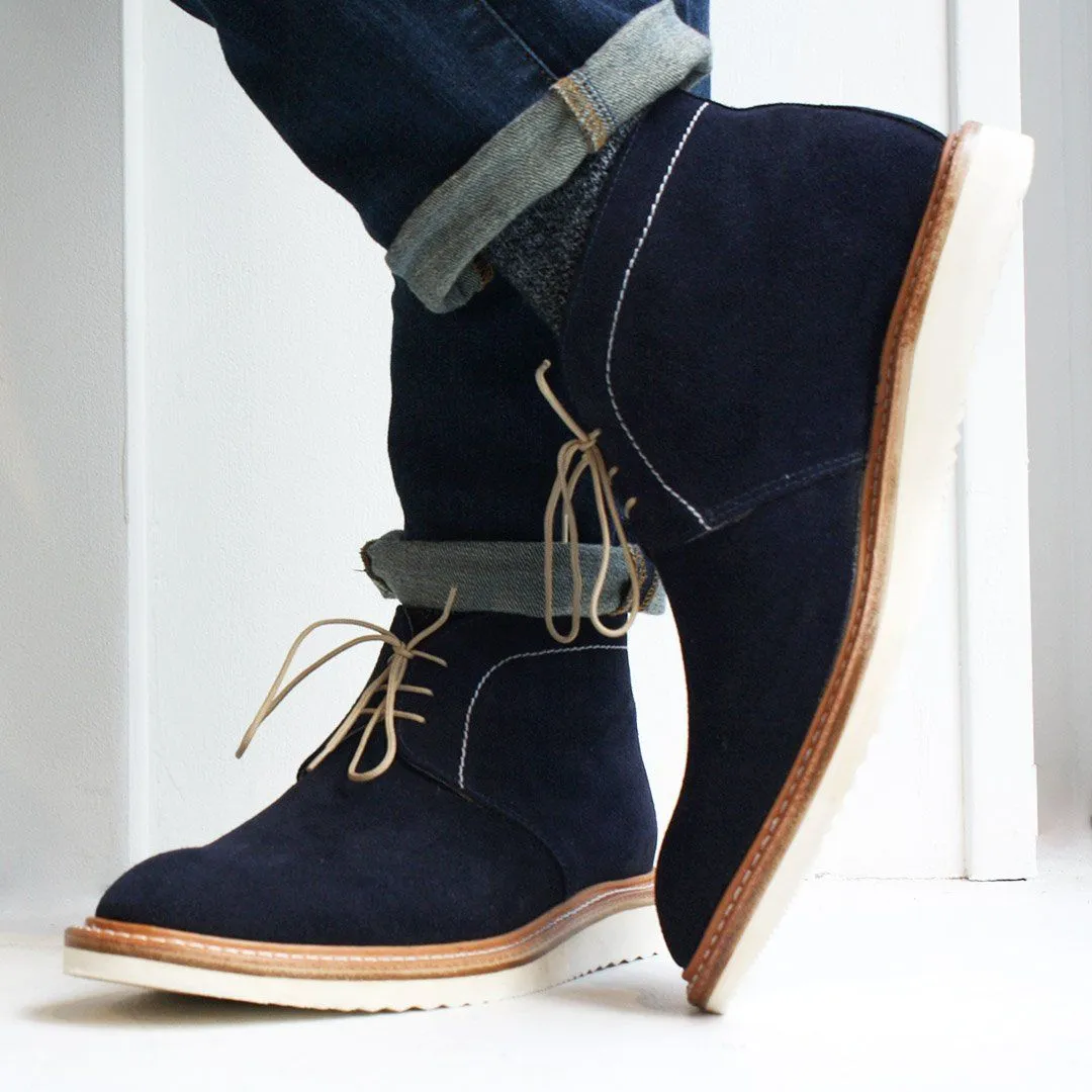 Lenox Navy Heeled Boots Suede