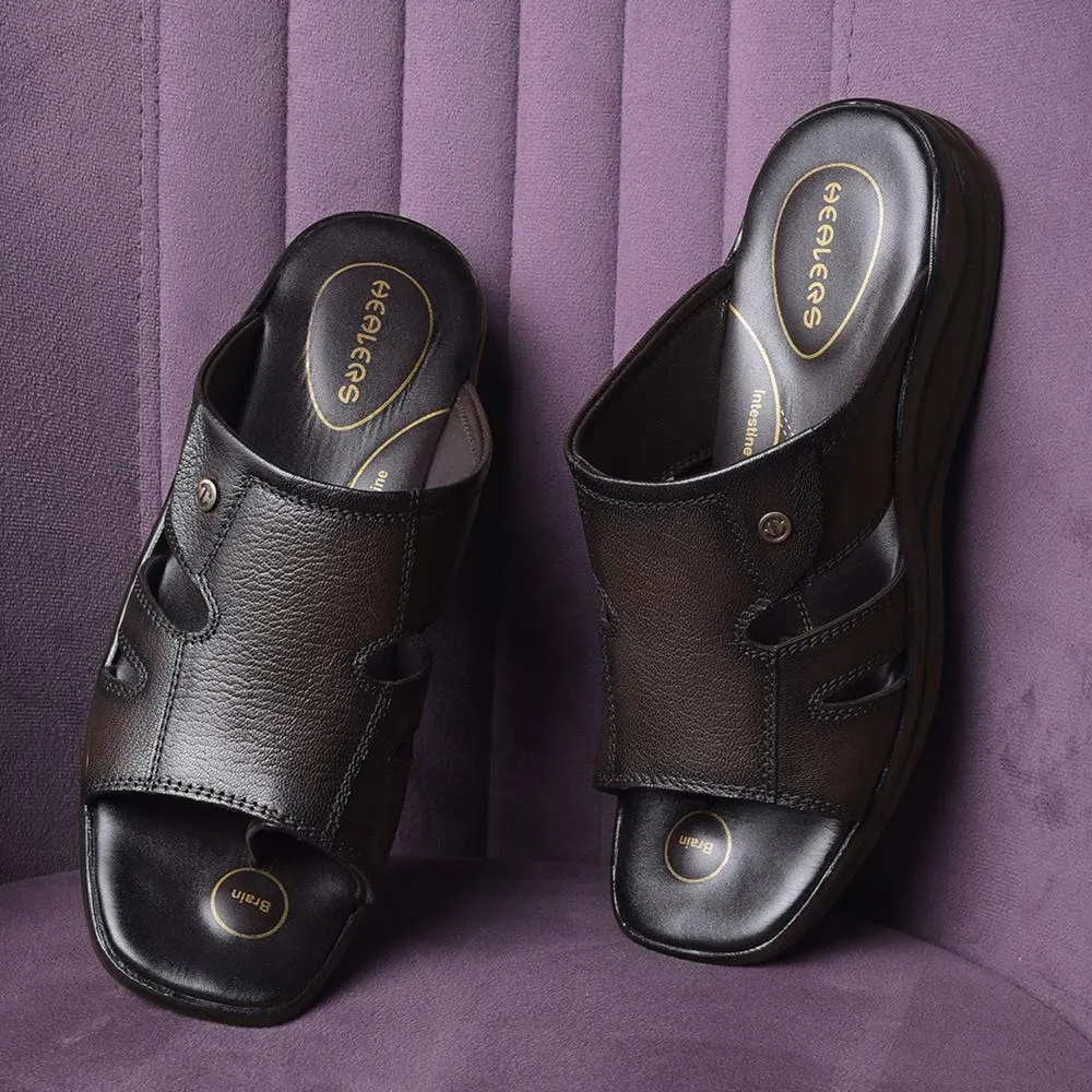 Healers Brown Casual Toe Ring Slippers For Men 2013-903 By Liberty Sandals Golf And Country Club