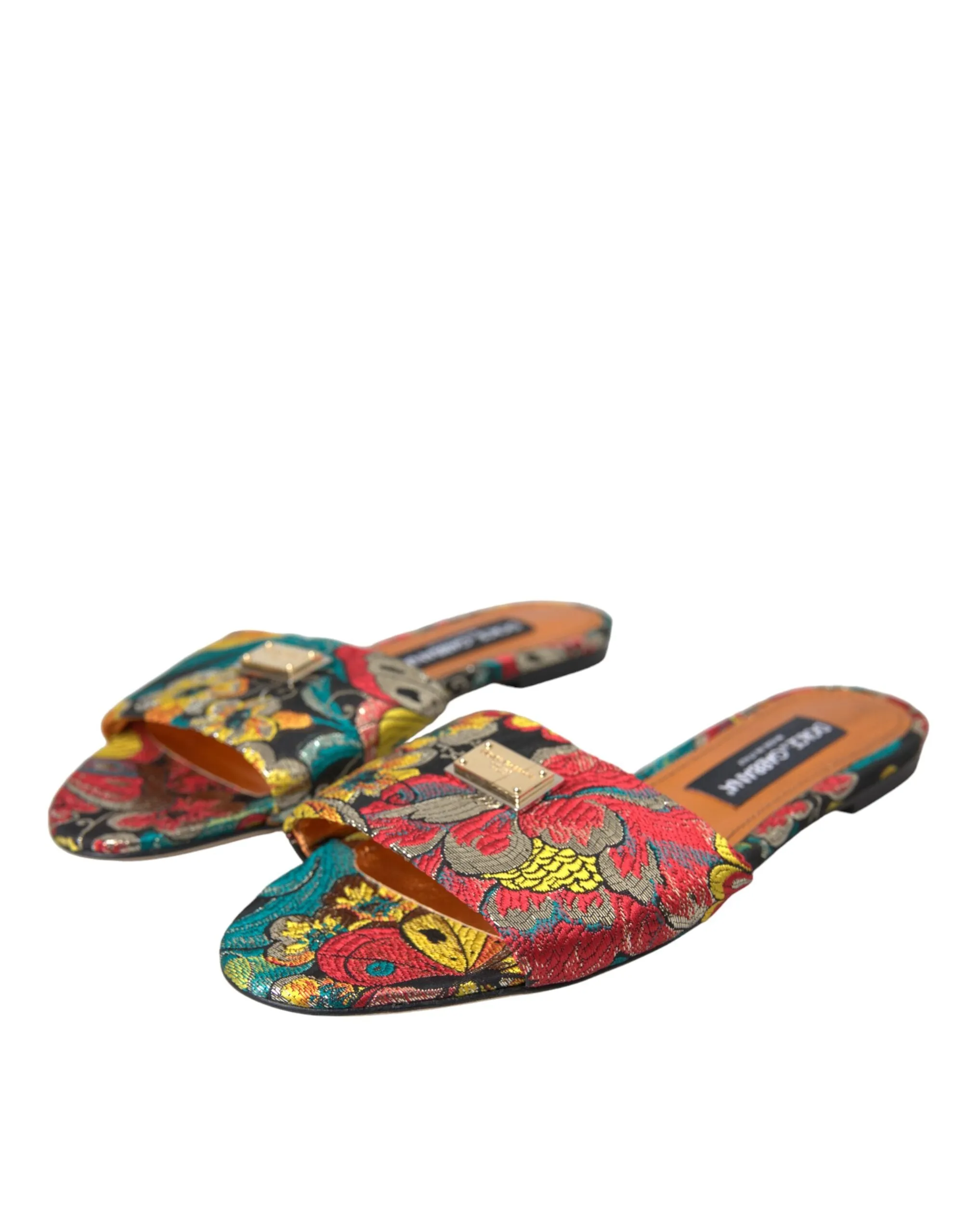 Dolce & Gabbana Multicolor Floral Brocade Logo Flats Sandals Shoes Shoes Nordstrom Flats