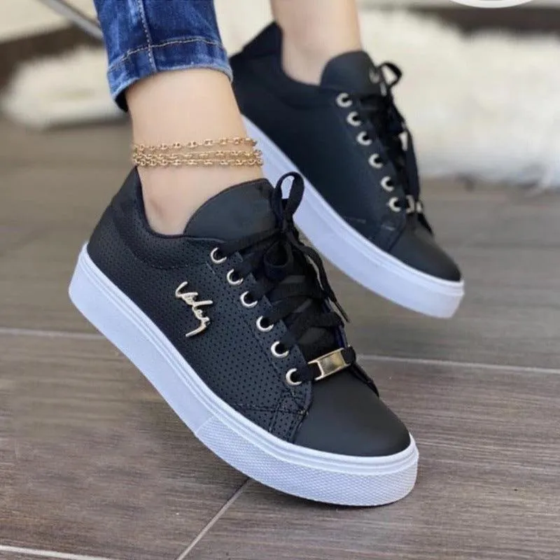 Wedding Shoes Flats Lace Women Flat Sneakers Breathable Lace-up Shoes