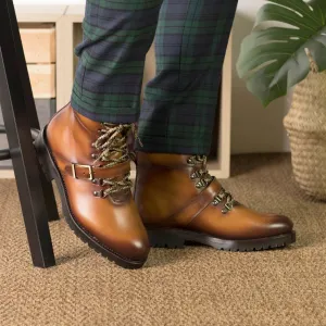 Men's Hiking Leather Boots Goodyear Welt Wide Plus Size Brown 5648 Best Hiking Shoes Malaysia