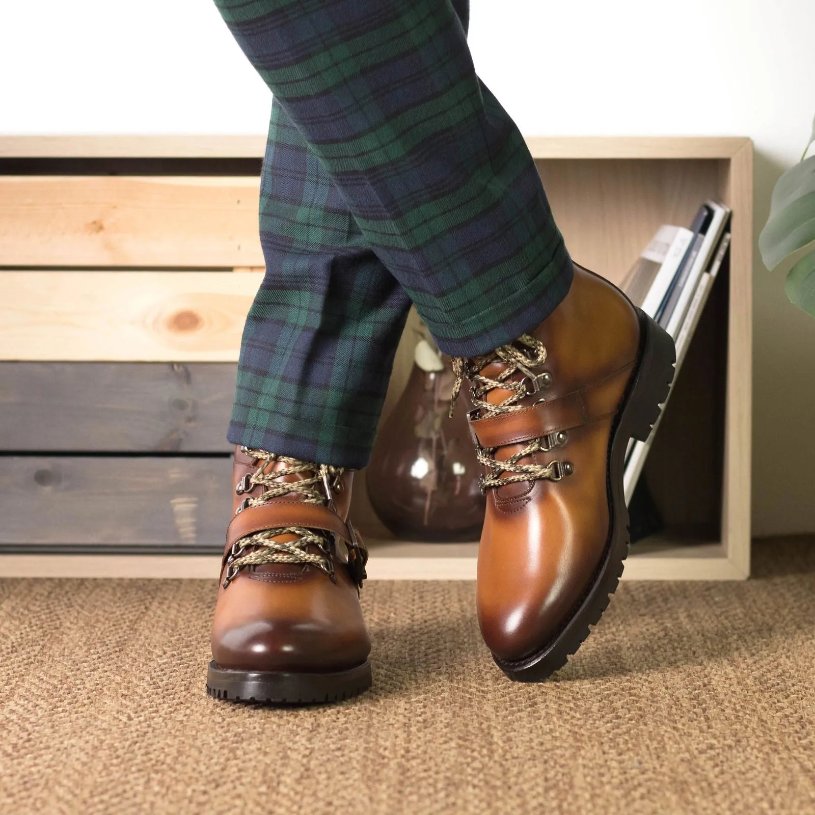 Men's Hiking Leather Boots Goodyear Welt Wide Plus Size Brown 5648 Best Hiking Shoes For Rocks