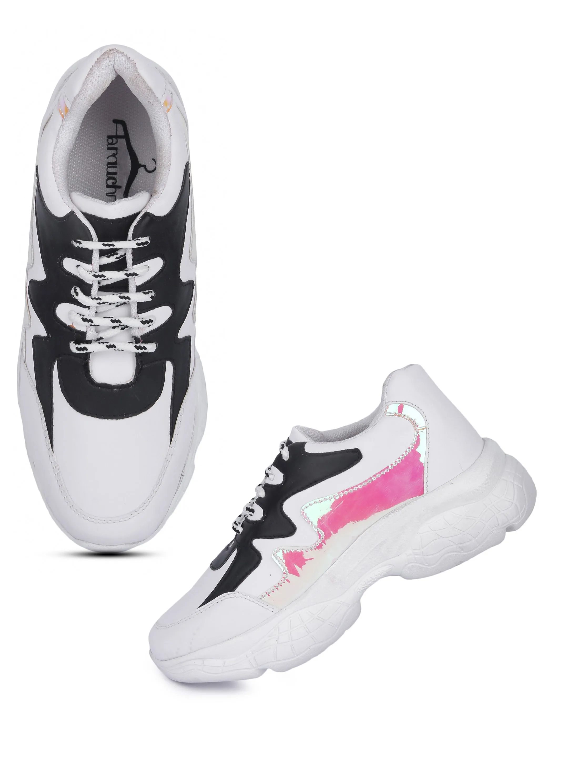 White Black & Chrome Thunder Casual Sneaker Sneakers Extra Wide