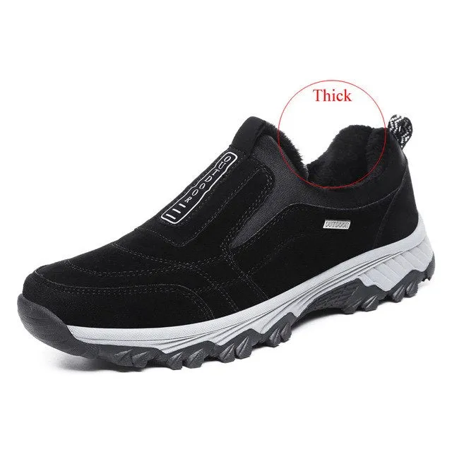 Rocker Hiking Shoes Winter Shoes Men Outdoor Casual Shoes Short Hiking Boots Leather Rubble Sole Mountain Shoes Low Fur Boots Men Trekking Footwear