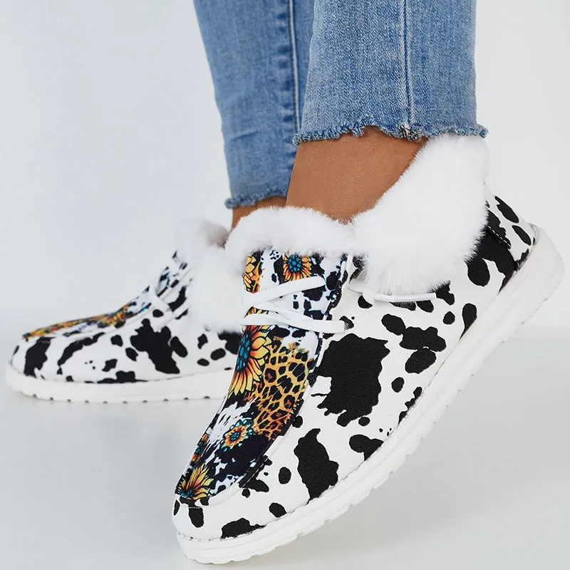 Memphis One Casual Shoes Winter Warm Flat Shoes Faux Fur Plush Lined Non Slip Boots