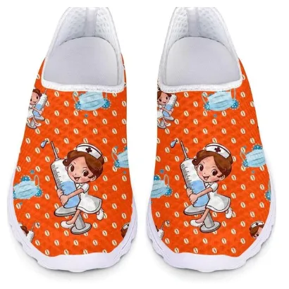 Women 3D Nurse Cartoon Print Flat Shoes Flat Shoes Quotes