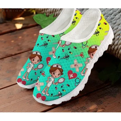 Flat Shoes That Go With Everything Women 3D Nurse Cartoon Print Flat Shoes
