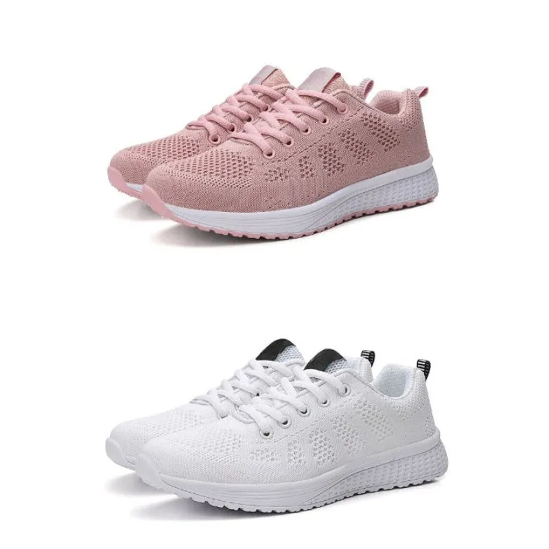Leather Shoes Casual Wear Women Casual Lace-Up Mesh Shoes