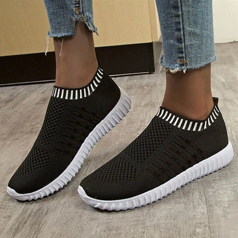 Flat Non Slip Shoes Women Comfortable Breathable Mesh Flats Socks Shoes
